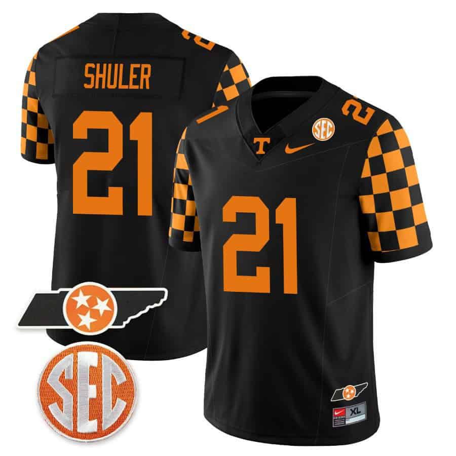Men Tennessee Volunteers #21 Shuler Black 2024 Nike Checkerboard & Alternate NCAA Jersey style 1->indianapolis colts->NFL Jersey